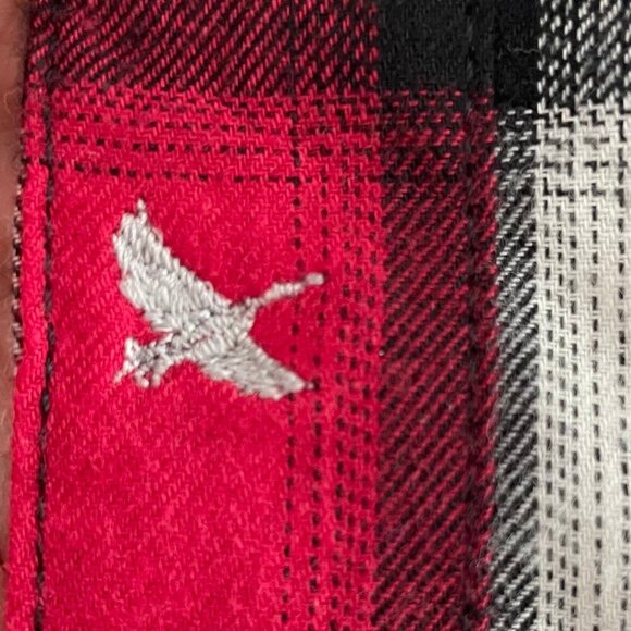 Eddie Bauer WR Stine's Mixed BF Flannel LS Button Down Shirt Blk Wht Red XS NWT - Picture 13 of 14